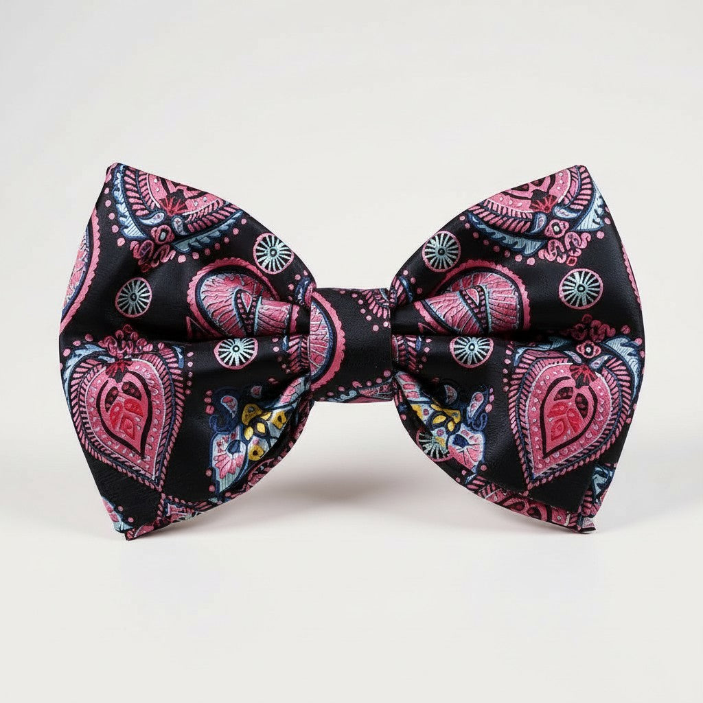 Navy Blue Pink Paisley Bowtie BTP2160