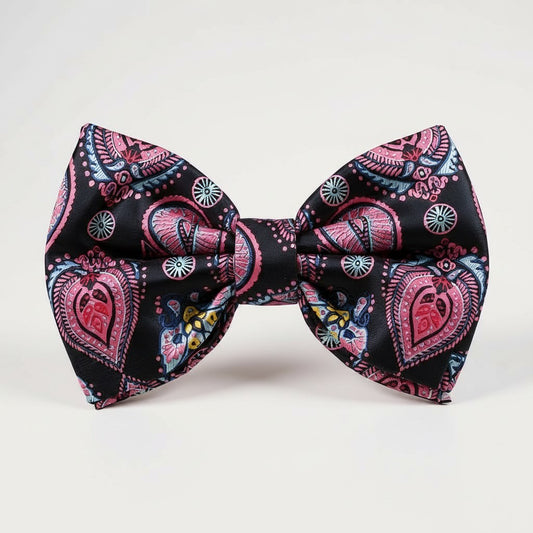 Navy Blue Pink Paisley Bowtie BTP2160