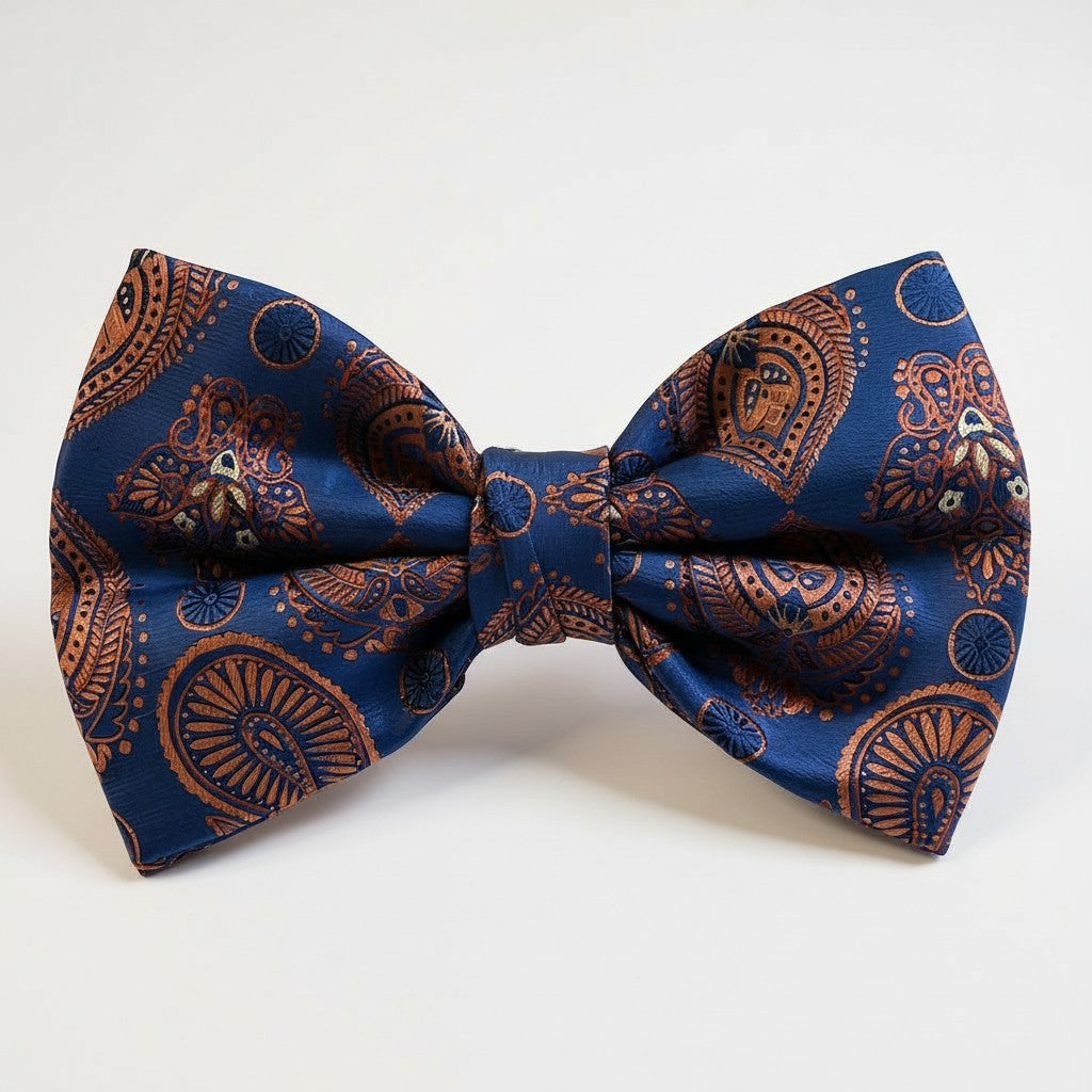 Blue Orange Paisley Bowtie BTP2162