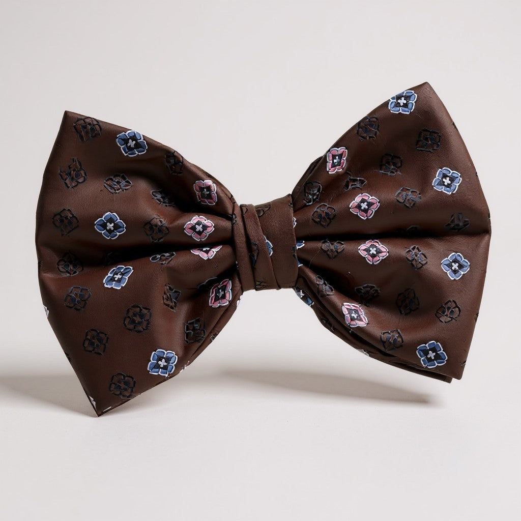 Brown Blue Floral Bowtie BTP2163