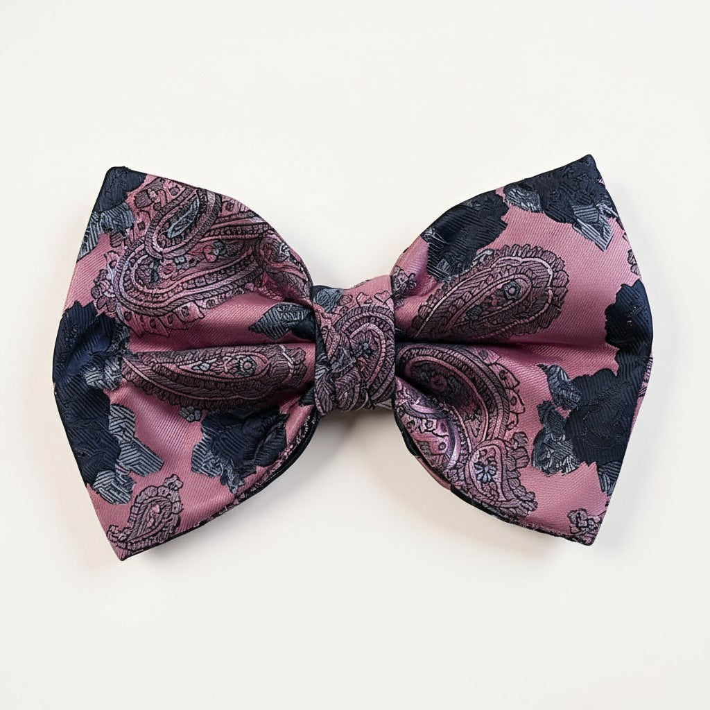 Pink Navy Floral Paisley Bowtie BTP2169