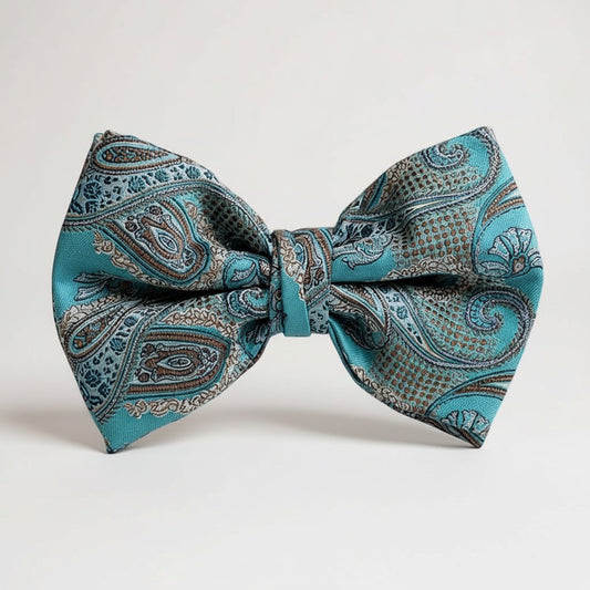 Teal Brown Paisley Bowtie BTP2179