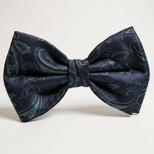 Navy Green Paisley Bowtie BTP2183