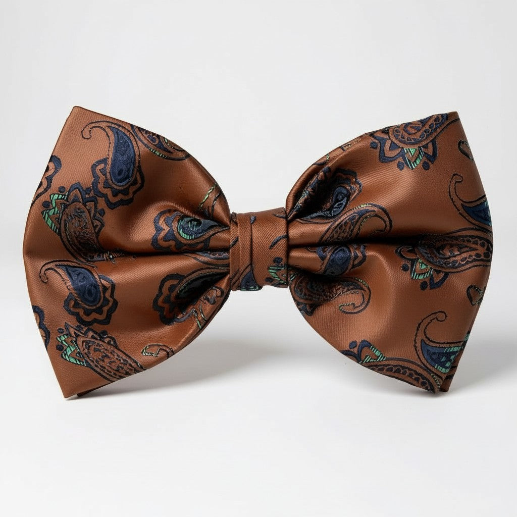 Orange Navy Paisley Bowtie BTP2194