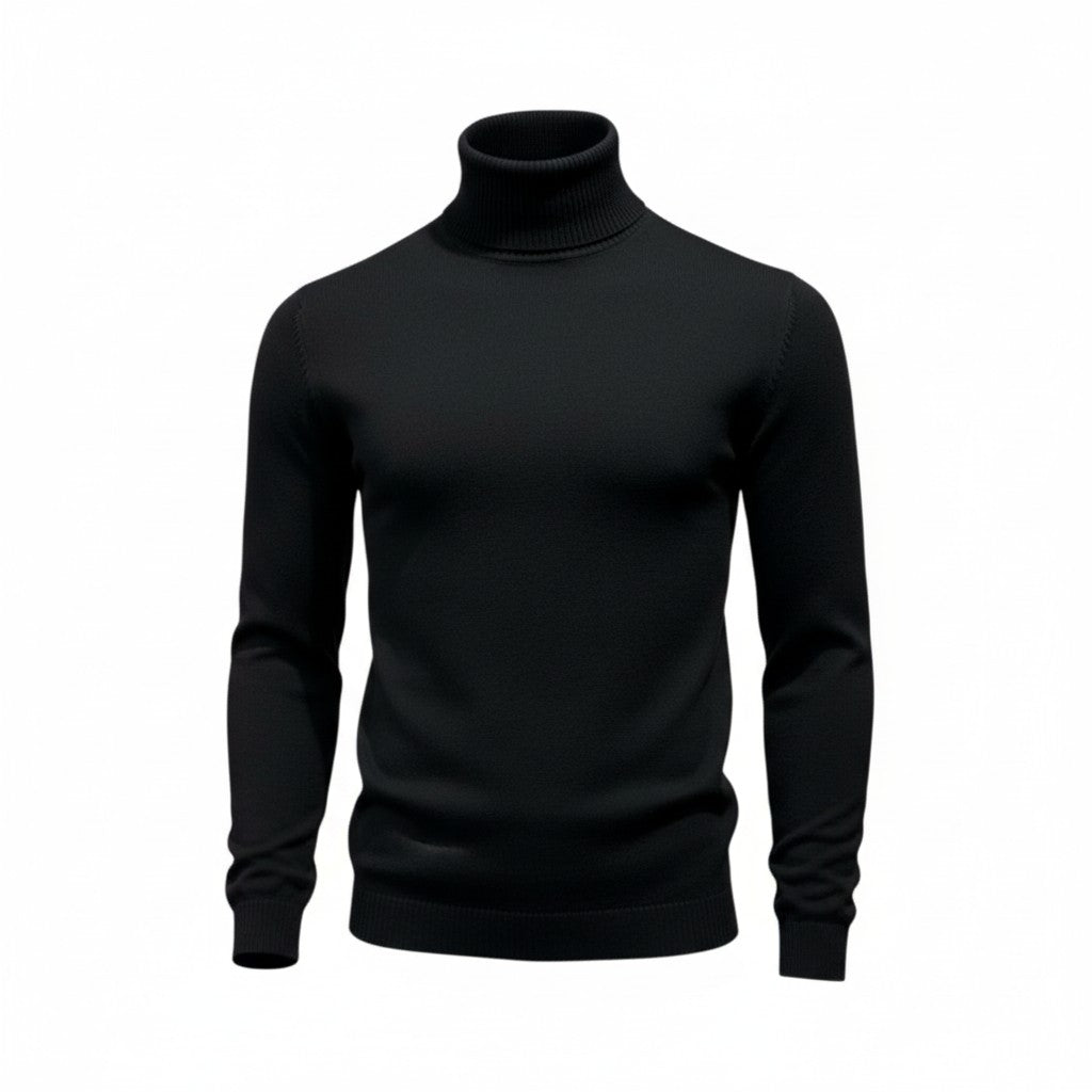 Lavane' Black Solid Turtlenecks