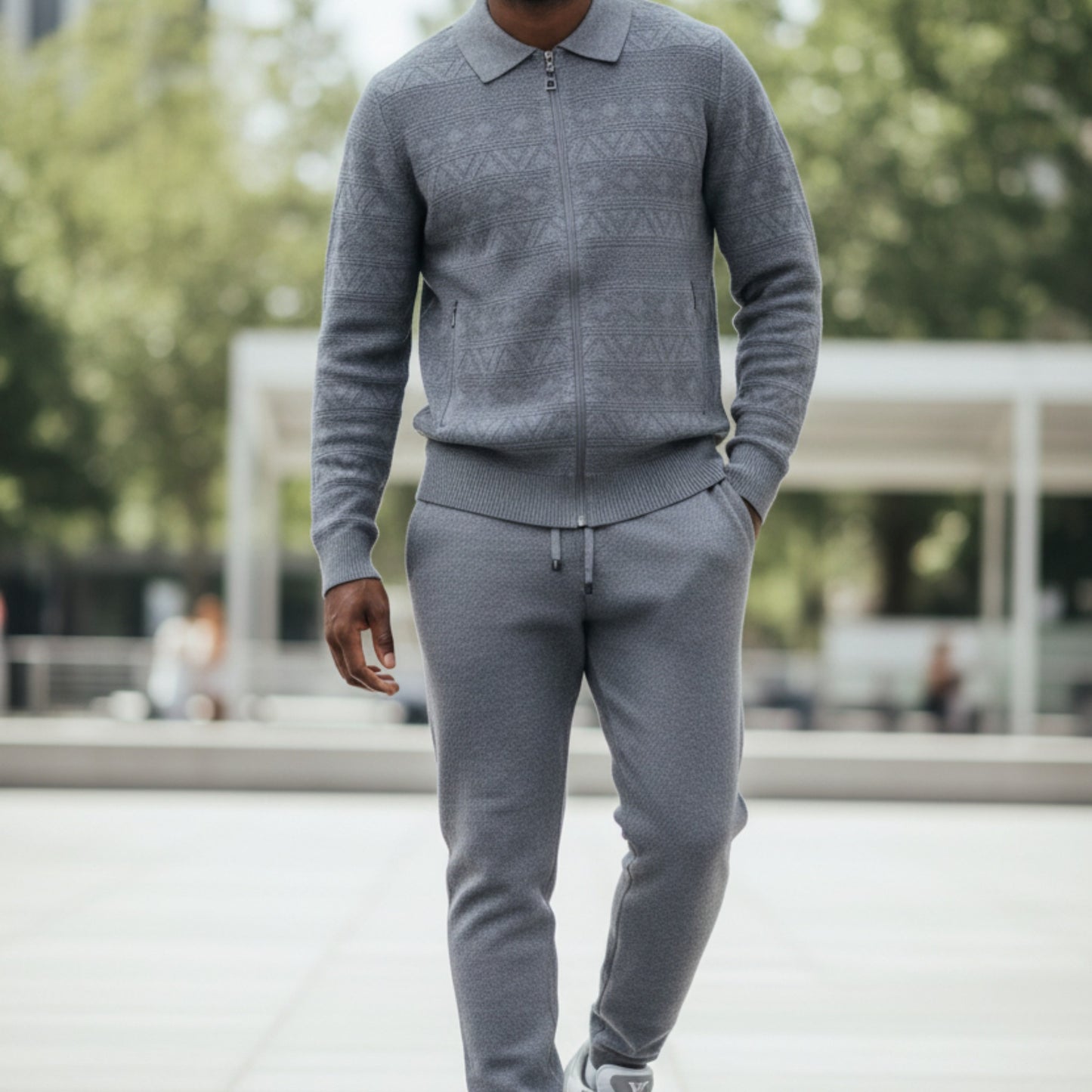 Prestige Gray Luxury Sweater Jogger Suit - LNG-110-GRAY