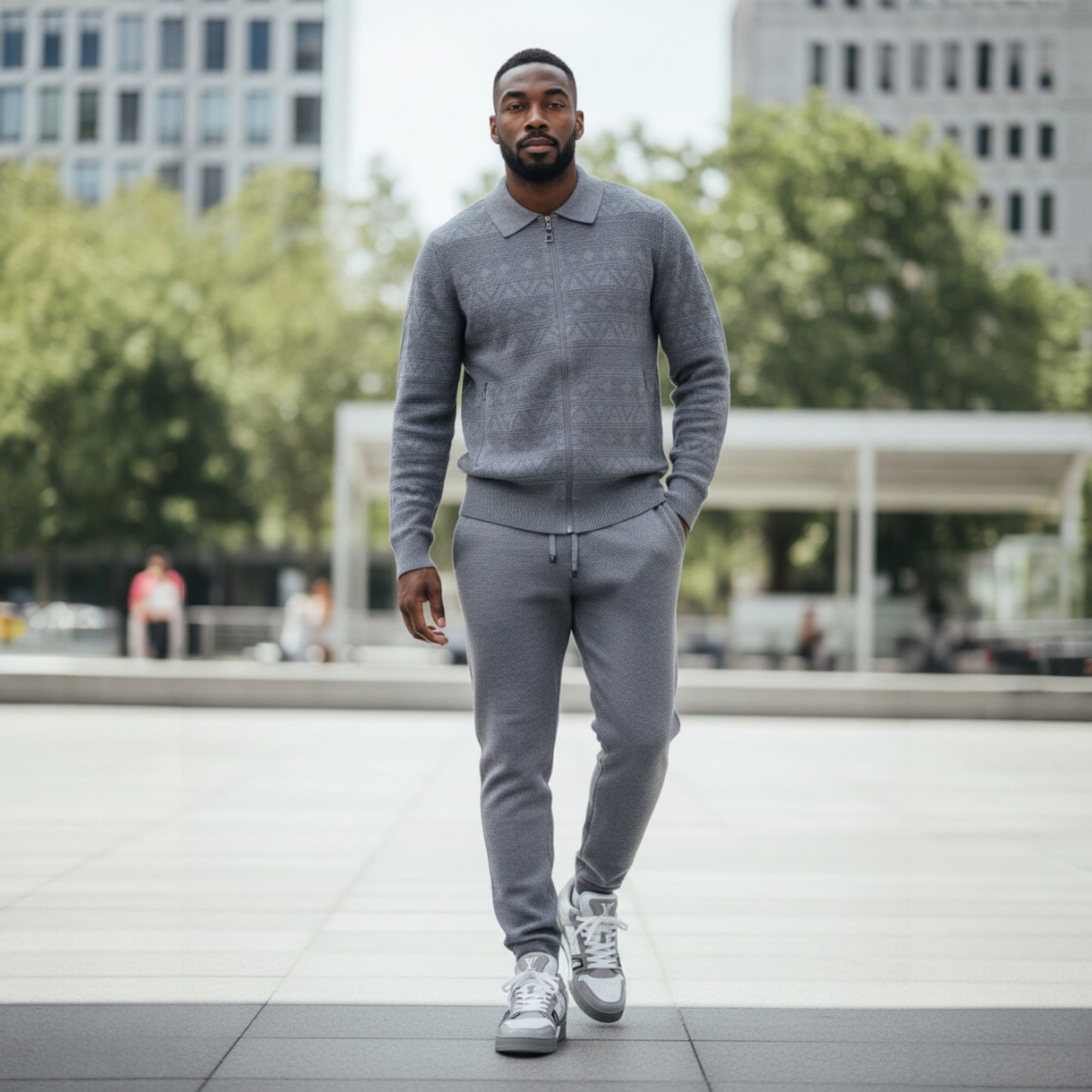 Prestige Gray Luxury Sweater Jogger Suit - LNG-110-GRAY