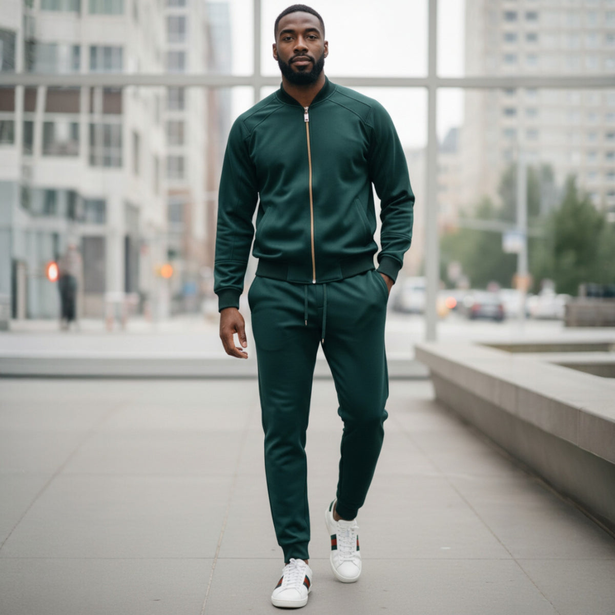 Prestige "Vita Luxe" Hunter Green Jogger Lounge Bomber Suit LNG-200