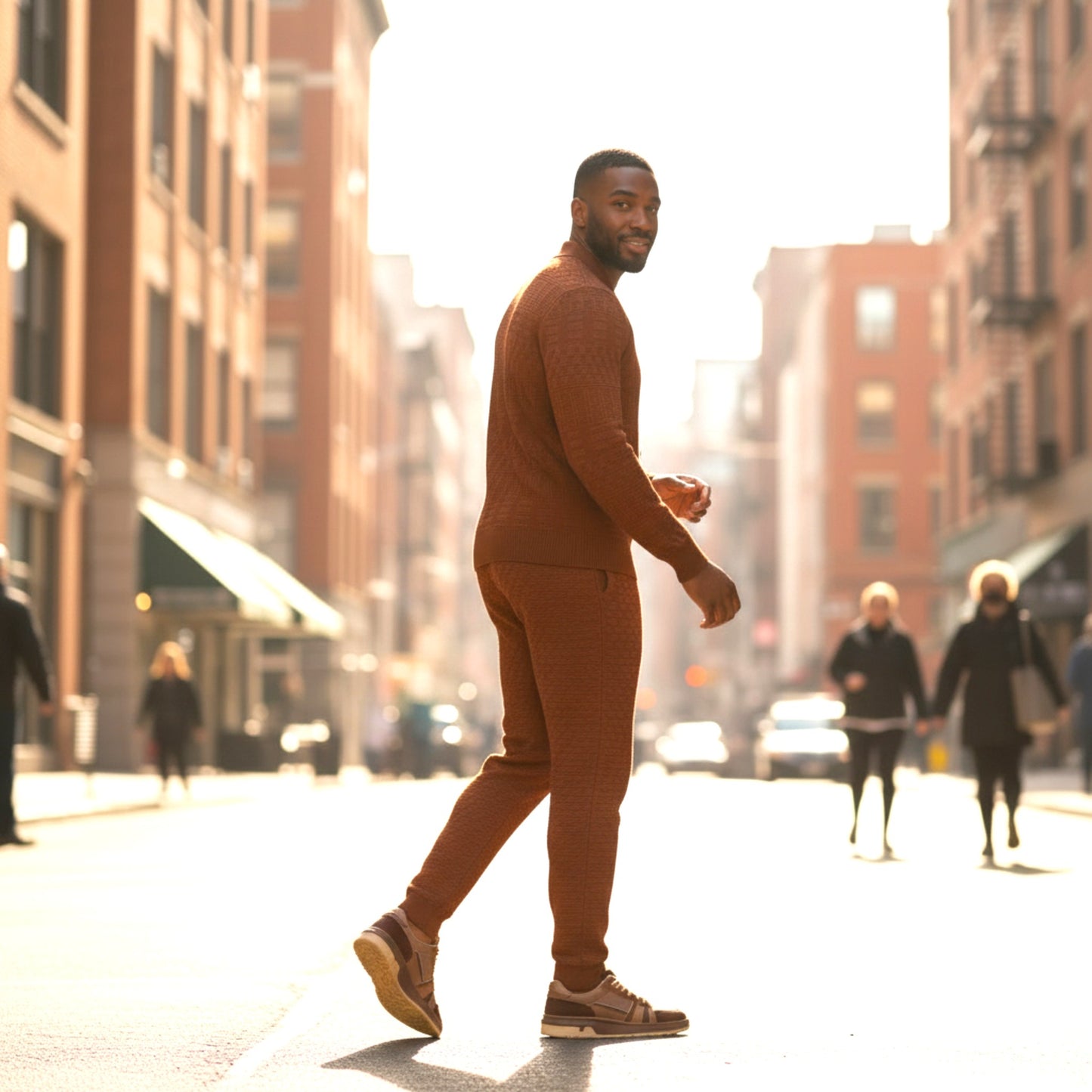 Prestige Mocha Textured Luxury Knit "Bellavita" Jogger Suit LNG-210