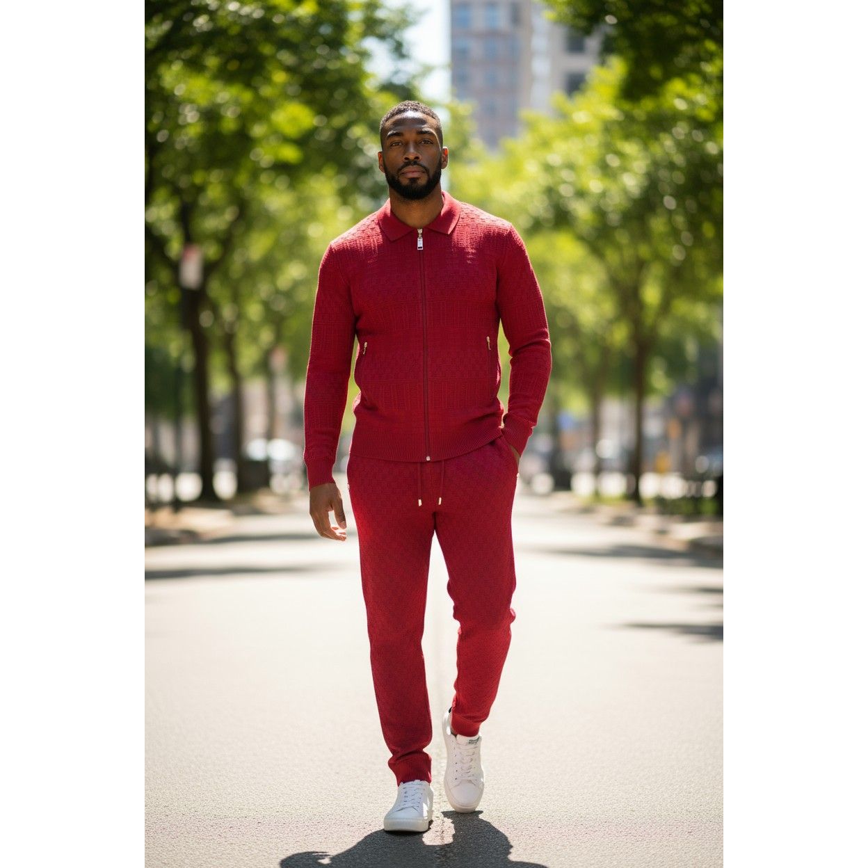 Prestige Wine Textured Luxury Knit "Bellavita" Jogger Suit LNG-210