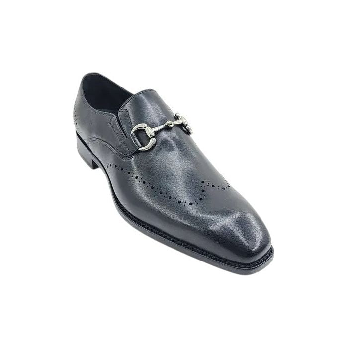 Carrucci Black Leather Sole Horsebit Loafer Dress Shoe - KL901-01