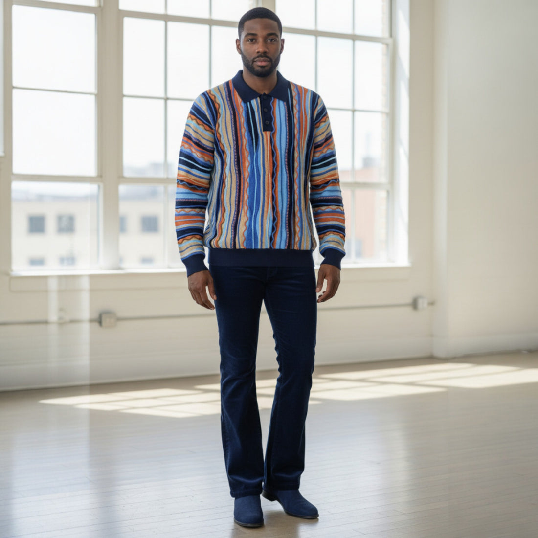 Navy C Couture Polo Sweater P-417