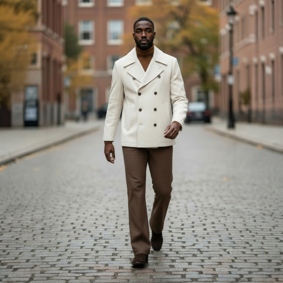 C Couture Beige Cream 8 Button Peacoat PKC-1290