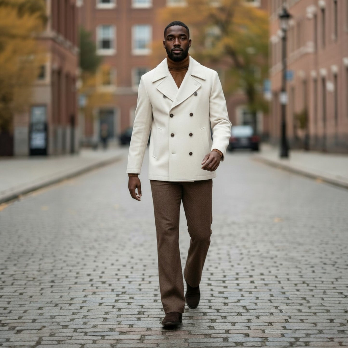 C Couture Beige Cream 8 Button Peacoat PKC-1290