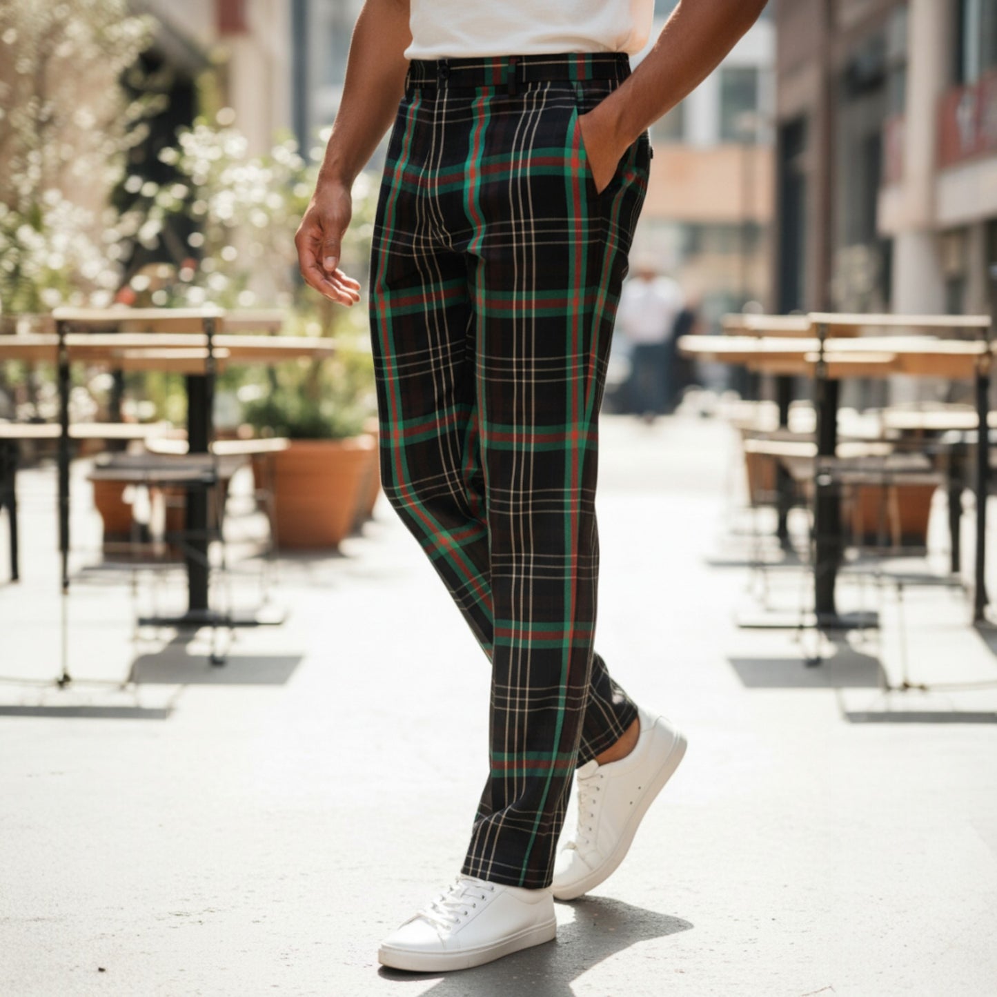 Prestige Black Brown Red Green Plaid Pants
