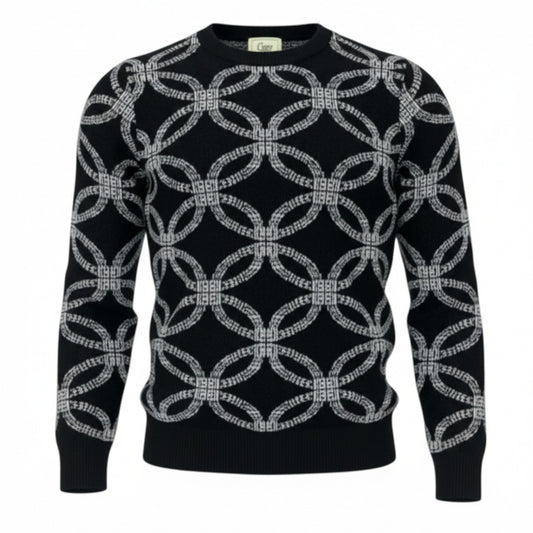 Black White Chenille Sweater SC-431