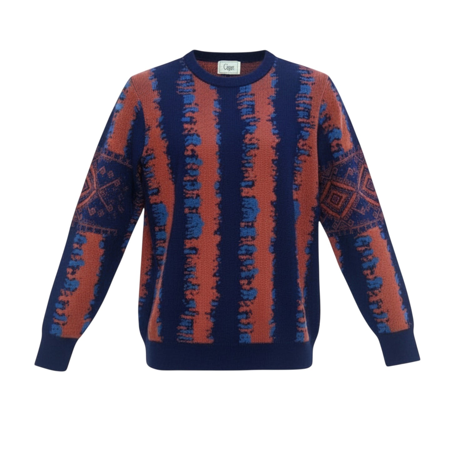 Navy Orange Chenille Sweater SC-432