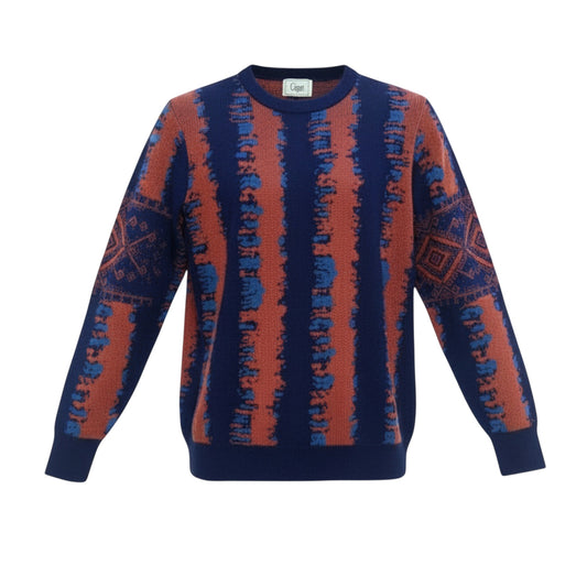 Navy Orange Chenille Sweater SC-432