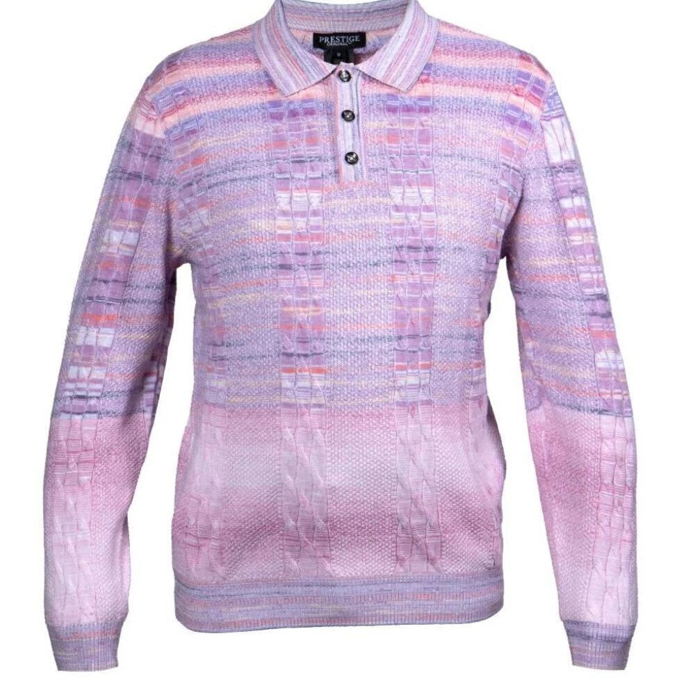 Prestige Lilac Textured Luxury Polo Sweater SW-294 LILAC