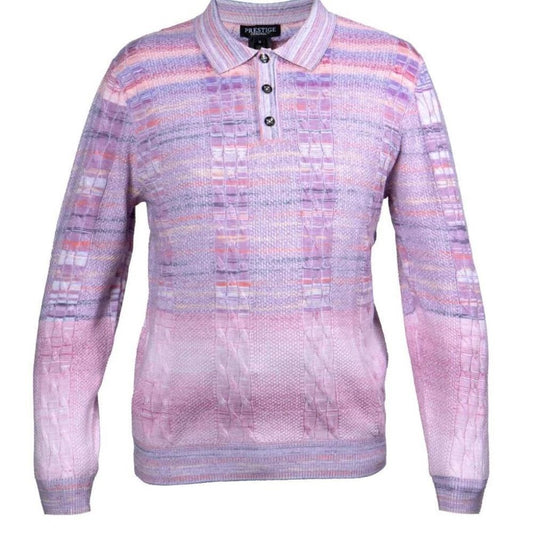 Prestige Lilac Textured Luxury Polo Sweater SW-294 LILAC