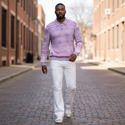 Prestige Lilac Textured Luxury Polo Sweater SW-294 LILAC