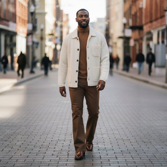 C Couture Beige Cardigan Button Sweater Jacket - SWJ-1565