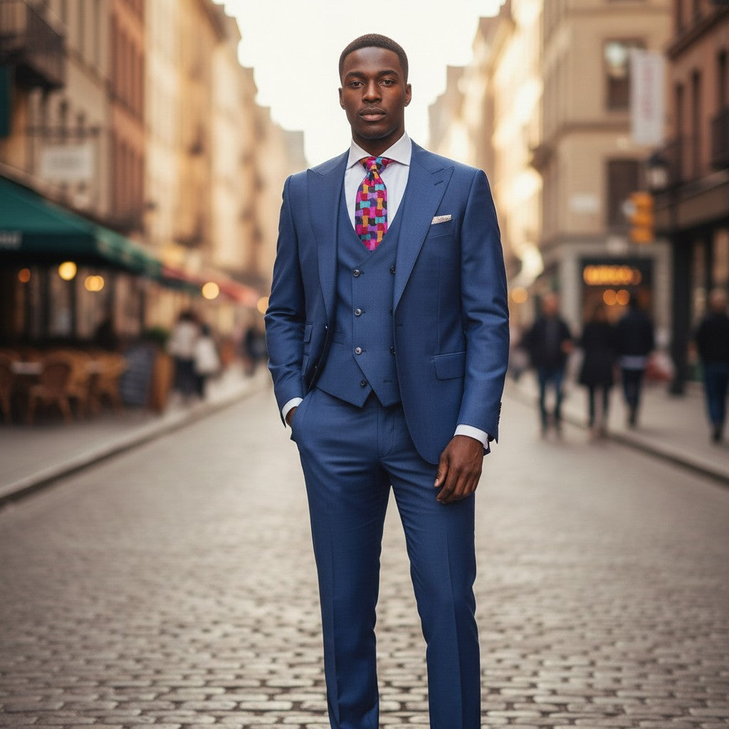 Tiglio Orvietto French Blue 3 Piece Suit - FBLUE