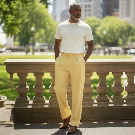 Tiglio Marbella Canary Yellow Semi-Wide Leg Dress Pants