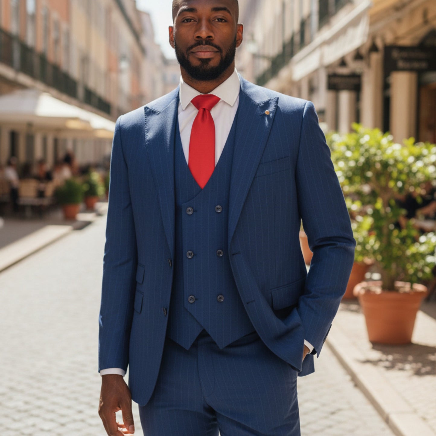 Tiglio Prossecco Blue Pinstripe 3 Piece Suit TL4044