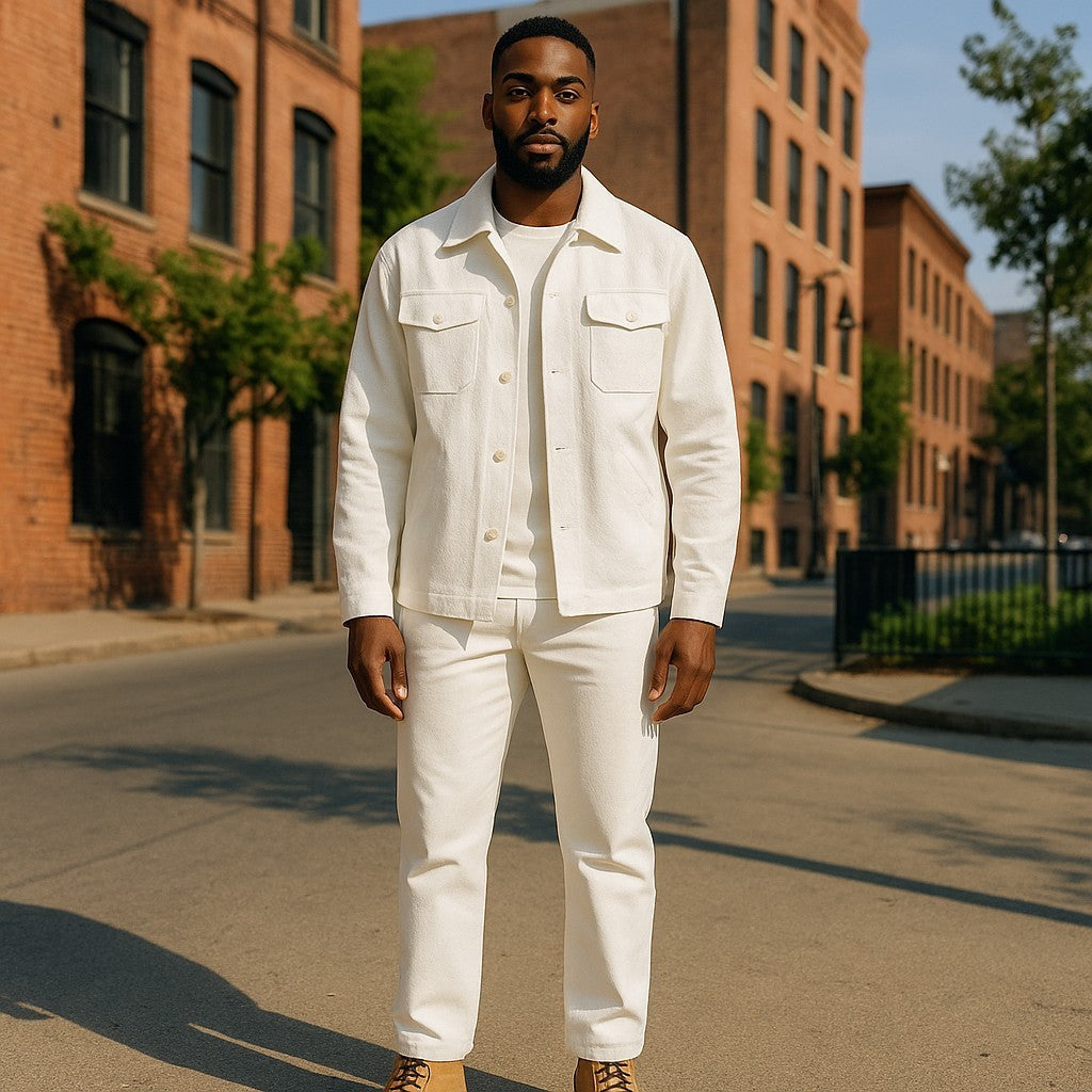 Cigar Couture White Seersucker Bomber Suit - CJP-695
