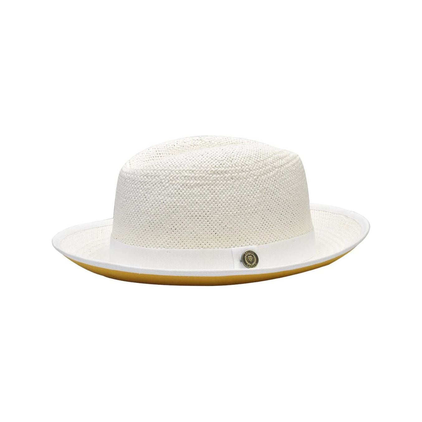 White Yellow Gold Bottom Fedora Brim Hat