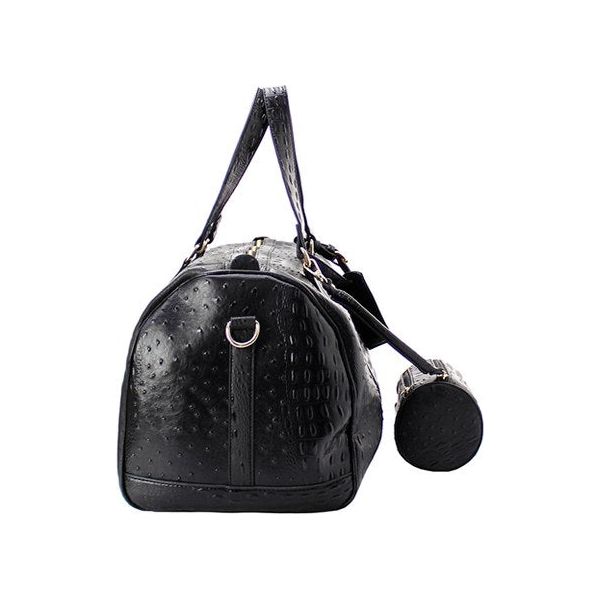 Ostrich Print Black Duffle Travel Bag