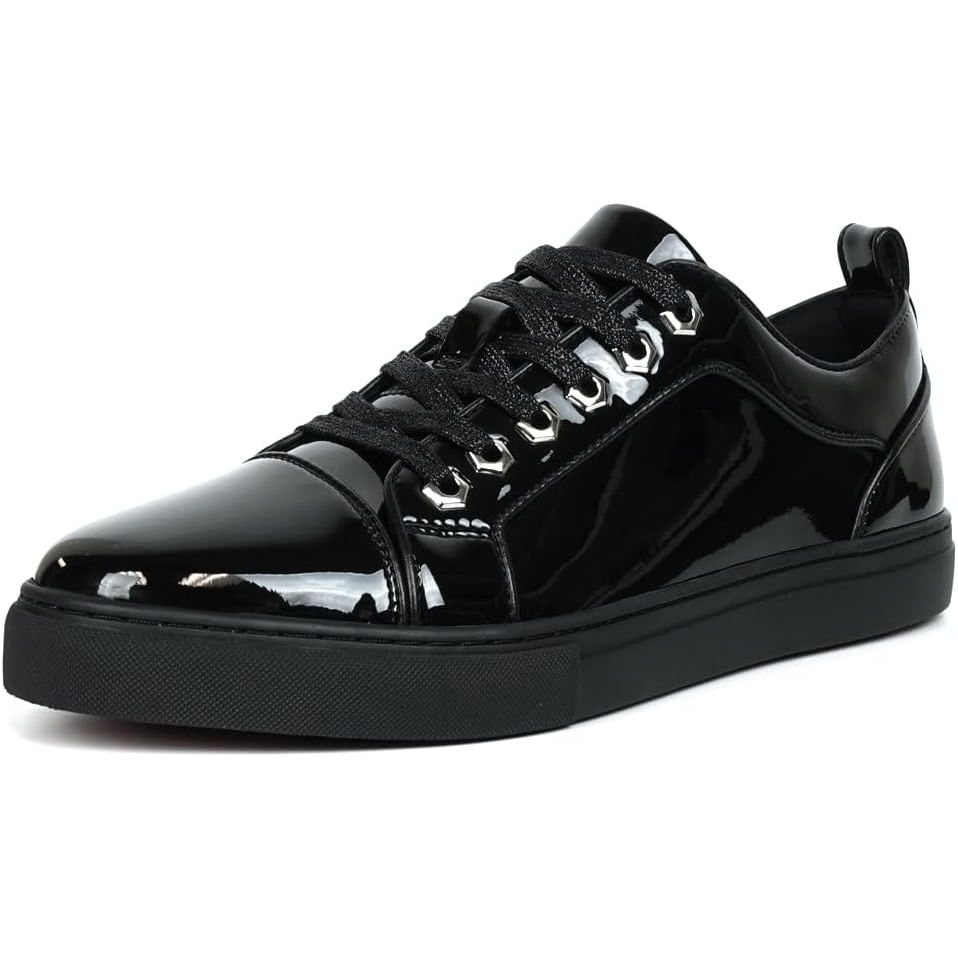 Fiesso Red Bottom Black Patent Leather Sneaker FI2415-2