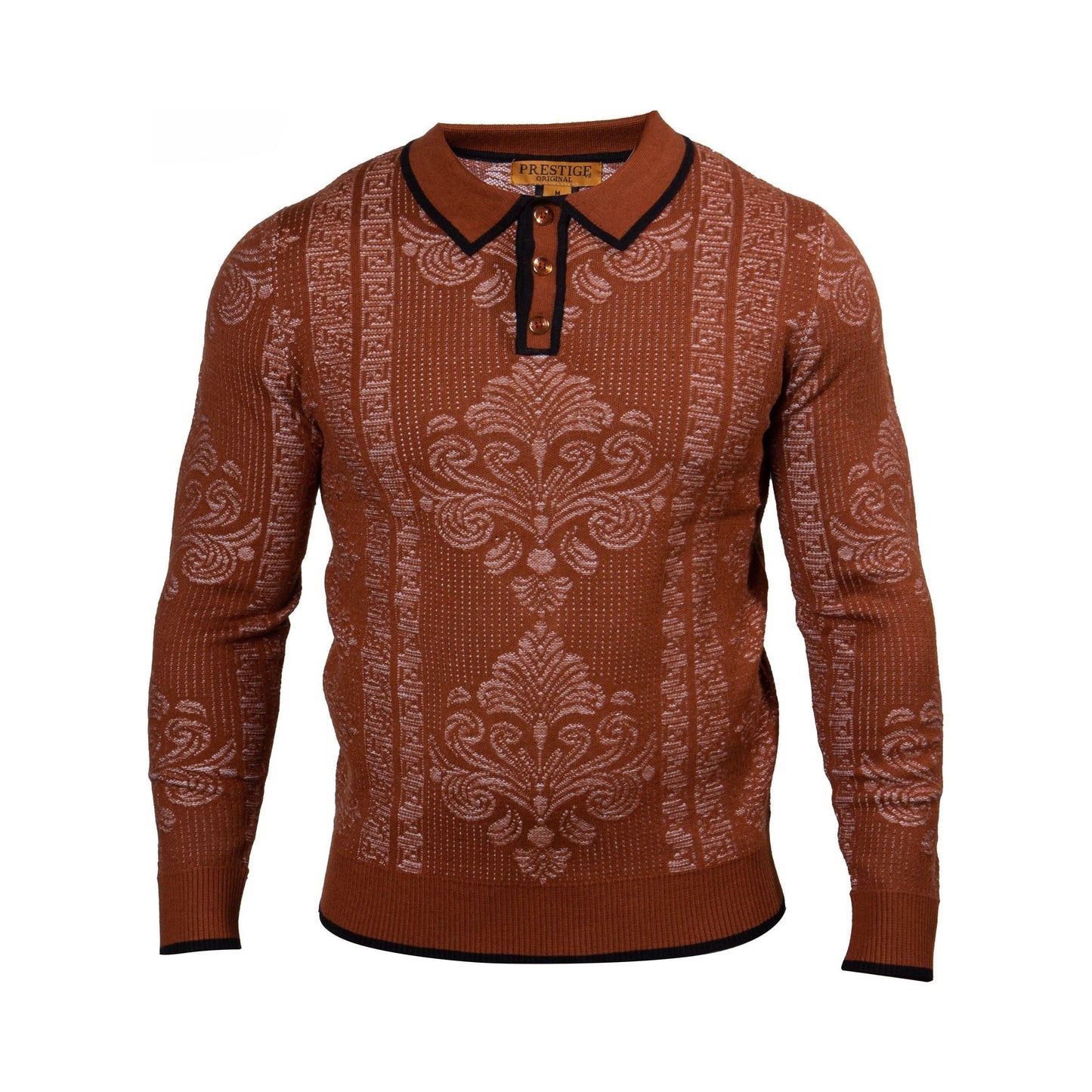 Prestige Brick Brown Black Polo Sweater SW-547-BRICK