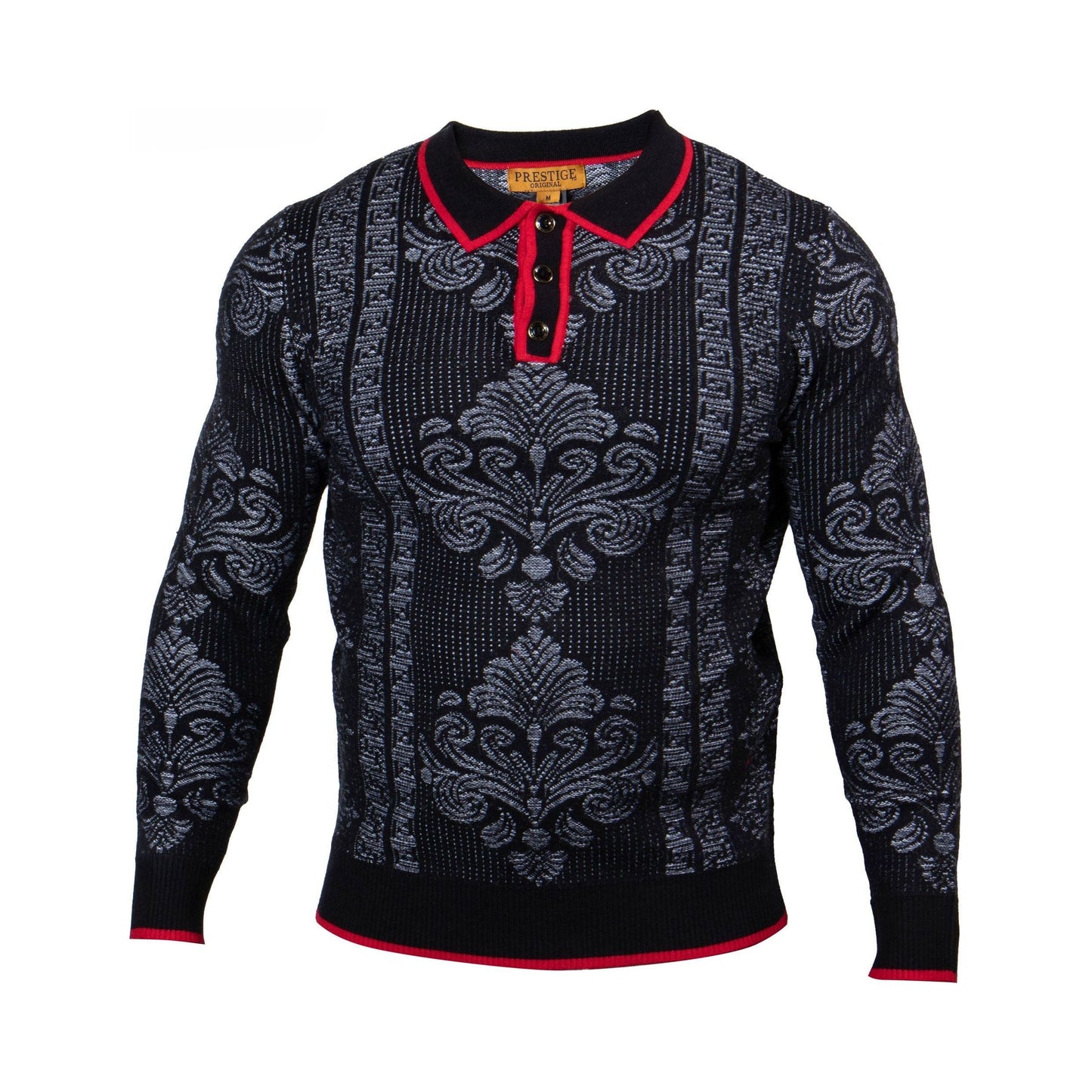 Prestige Black Red Polo Sweater SW-547-BLACK