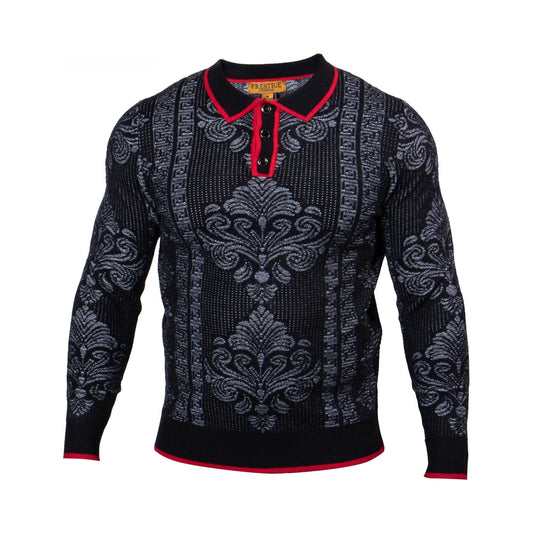 Prestige Black Red Polo Sweater SW-547-BLACK