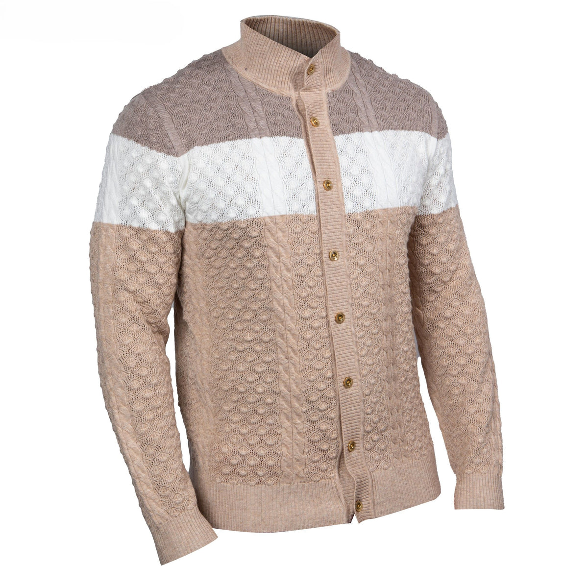 Prestige 3-Tone Taupe White Sweater SW-217 ALMOND
