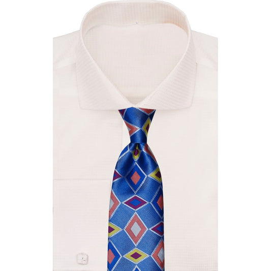 Verse 9 Royal Blue  Coral Geometric Necktie BURJ KHALIFA-8