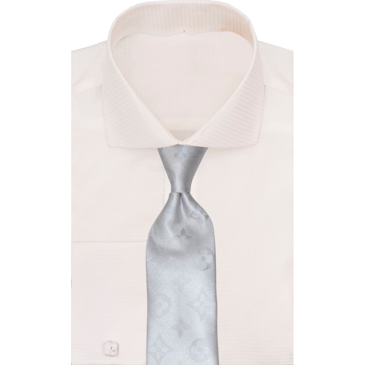 Verse 9 Silver LV Inspired Monochrome Necktie - Solid-9