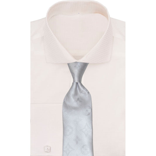 Verse 9 Silver LV Inspired Monochrome Necktie - Solid-9