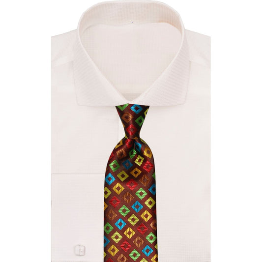 Verse 9 Brown Multi Color Geometric Necktie DUNES-6