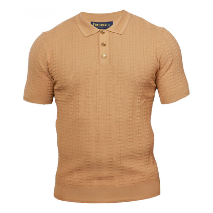 Prestige Luxury Khaki Textured Polo Shirt CMK-300-KHAKI