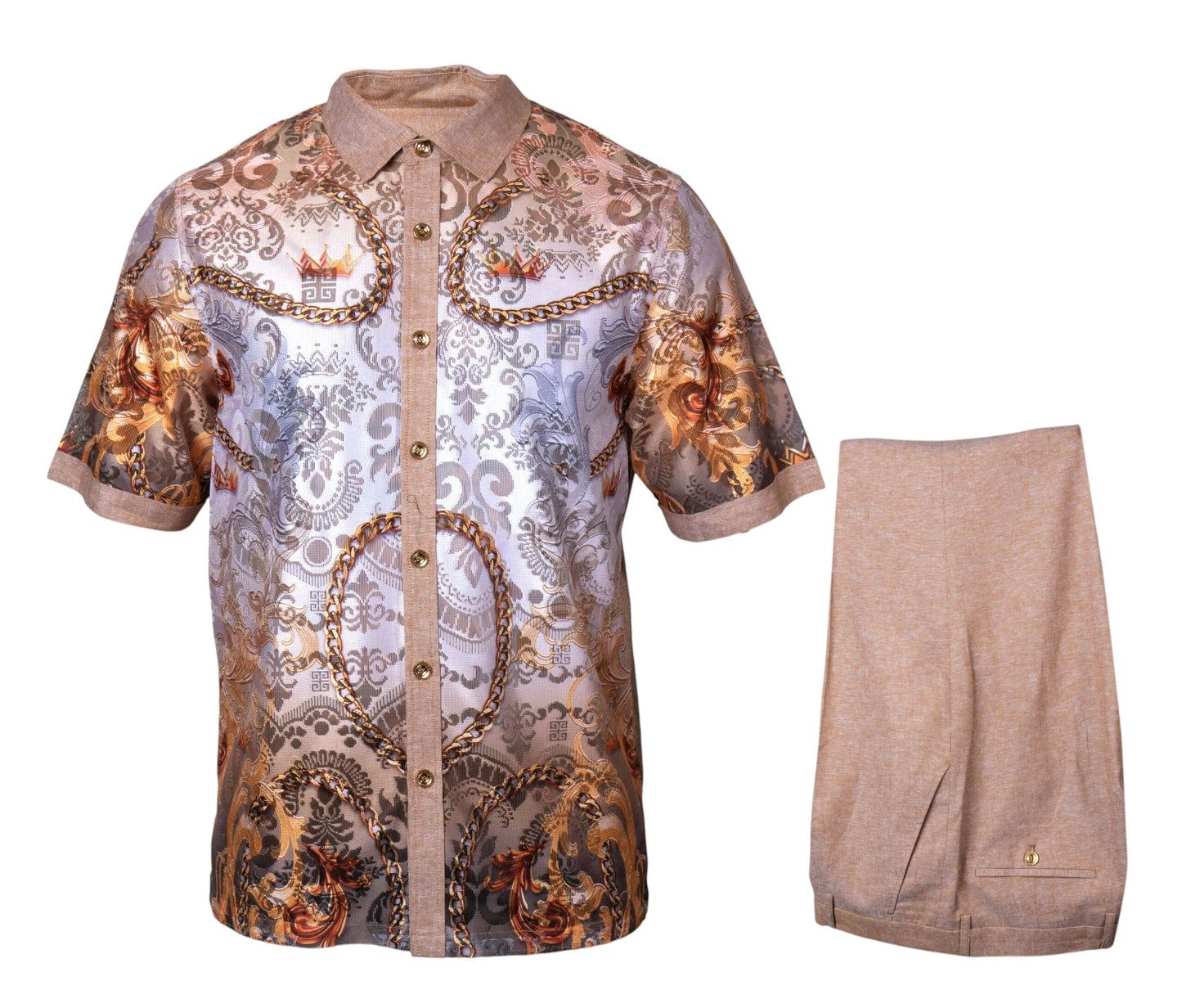 Prestige Luxury Khaki Laser Luxury Linen Casual Suit - LUX-660
