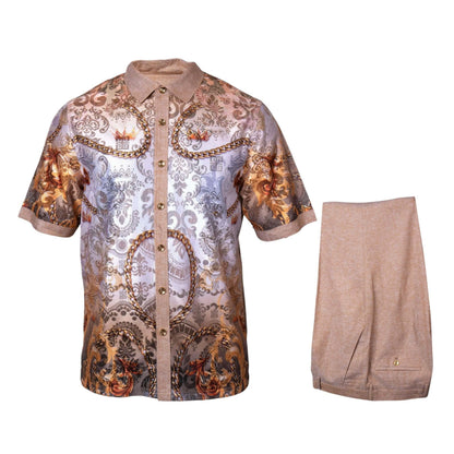 Prestige Luxury Khaki Laser Luxury Linen Casual Suit - LUX-660