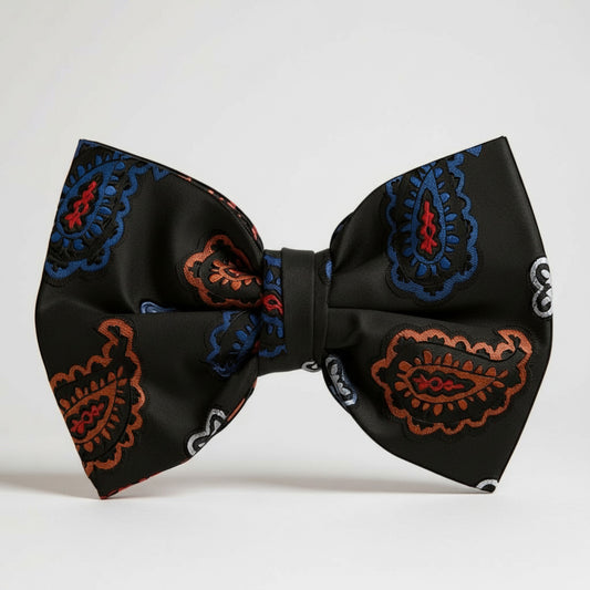 Black Orange Blue Paisley Bowtie - BTP2112