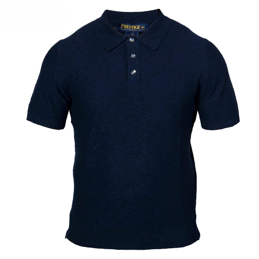 Prestige Navy Blue 100% Linen Polo Shirt LIN-590