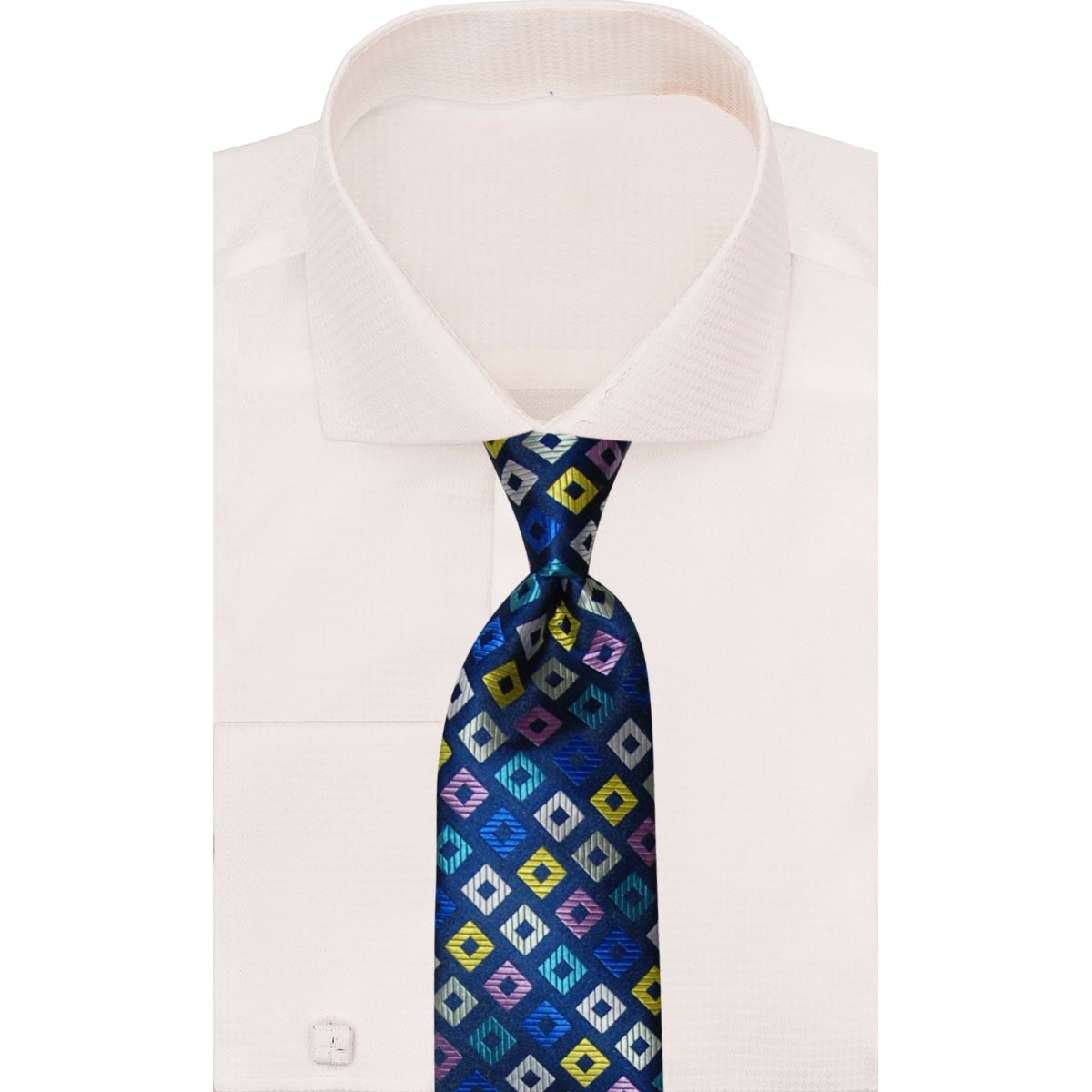 Verse 9 Navy Multi Color Geometric Necktie DUNES-5