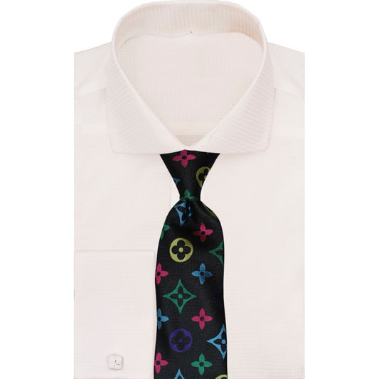 Verse 9 Black LV Inspired Multicolor Necktie - LV-2