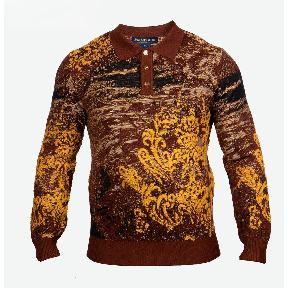 Prestige Luxury Brown Black Yellow Polo Sweater - SW-652