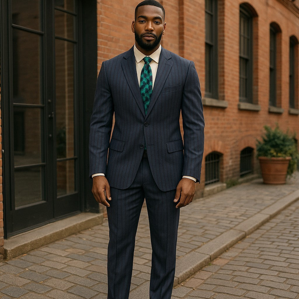 Tiglio Dolcetto Blue Navy Pinstripe 2 Piece Suit - TL8092